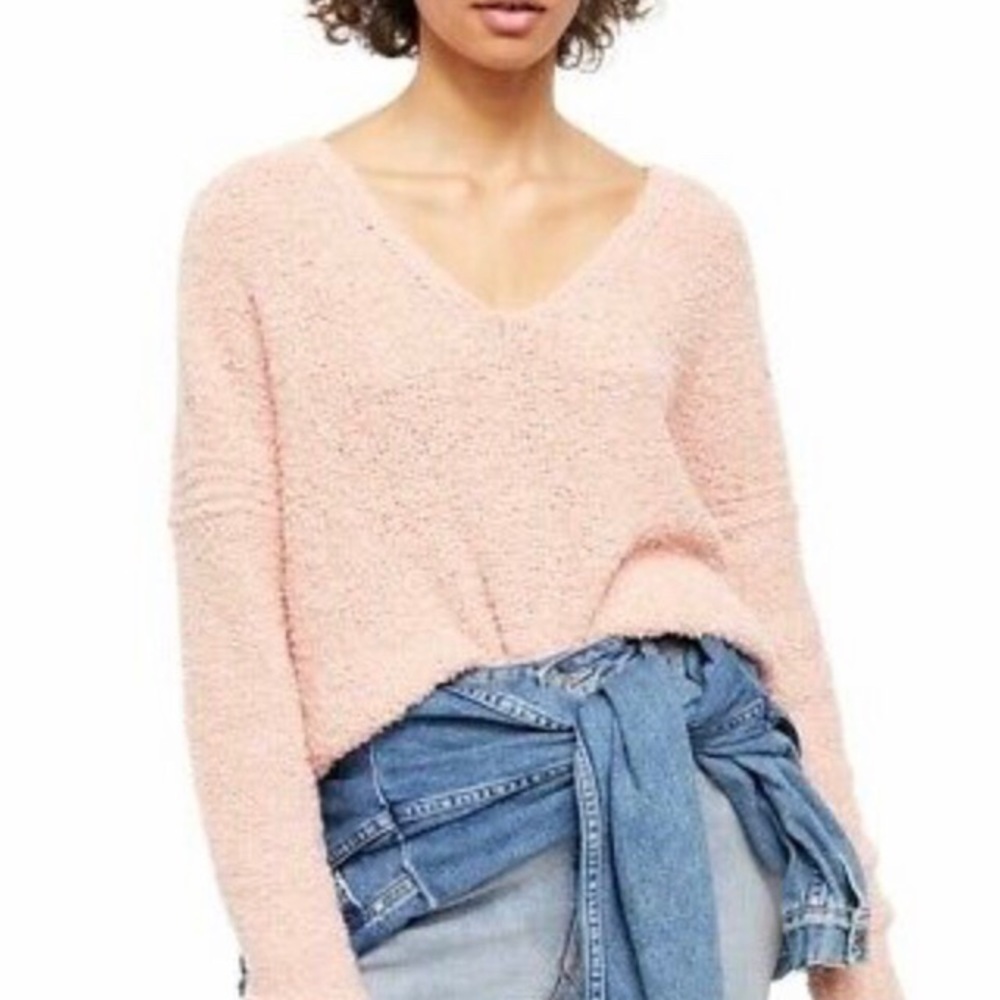 Free People Finders Keepers V-Neck Sweater Peach S